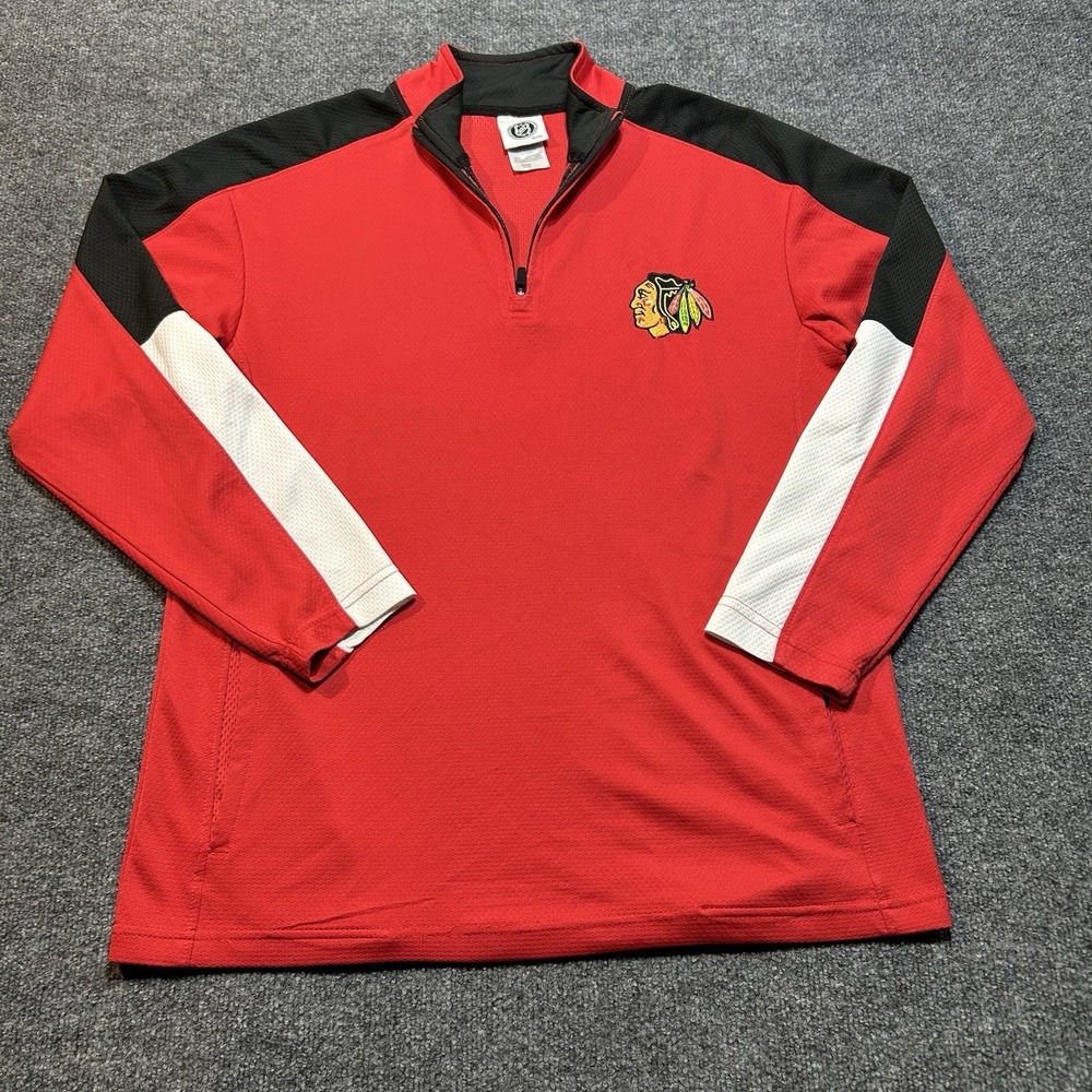 Chicago Blackhawks 1/4 Zip Pullover Mens Medium Red NHL Soft Lightweight Shirt